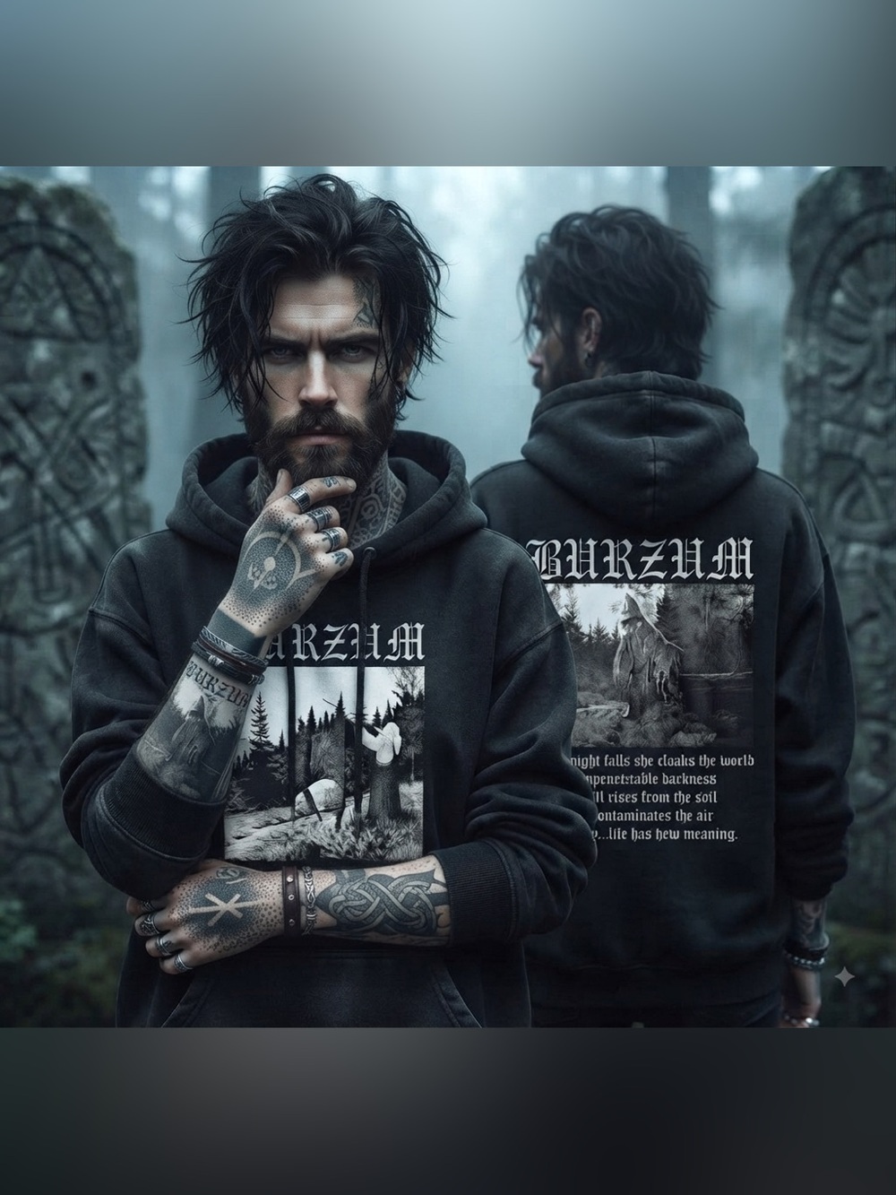 Black Metal Burzum Ambient Hoodies Cotton Streetwear Hooded Pullover Sz S-3XL